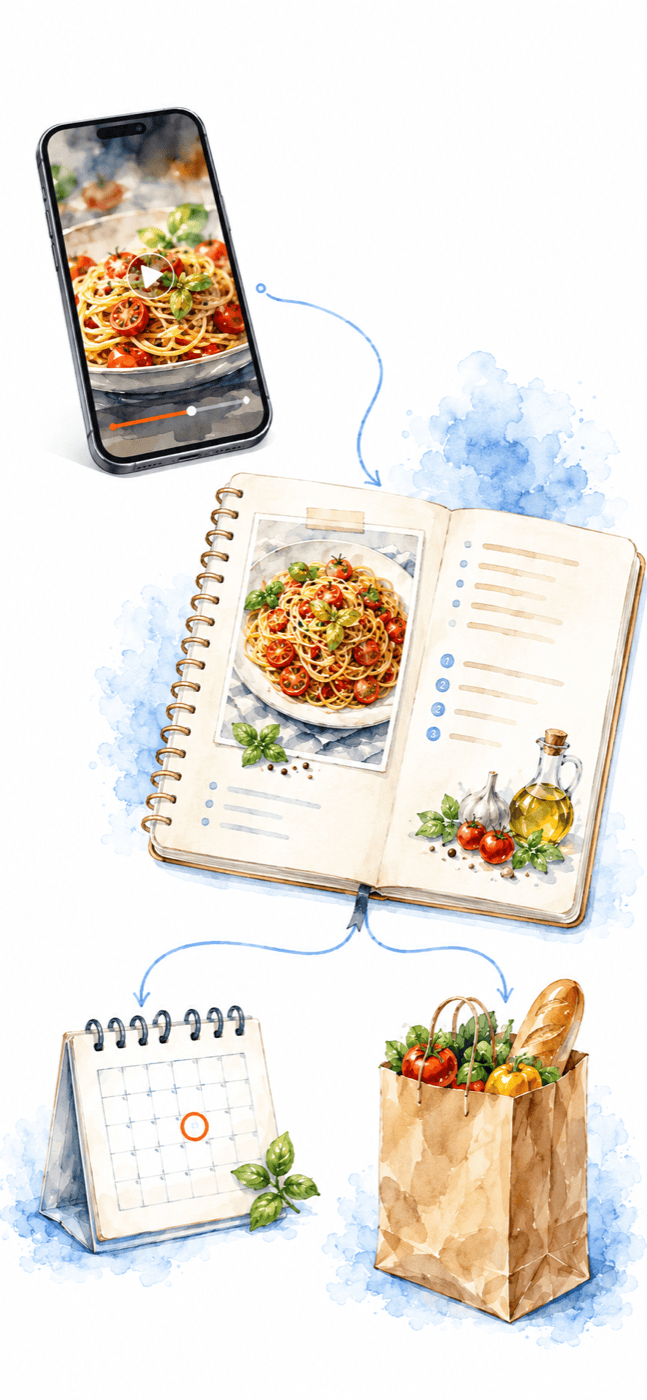 A recipe moving from a social video into a clean Cook Along recipe
